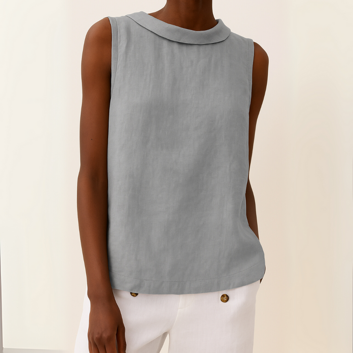 Mabel | Casual Sleeveless Roll Collar Top