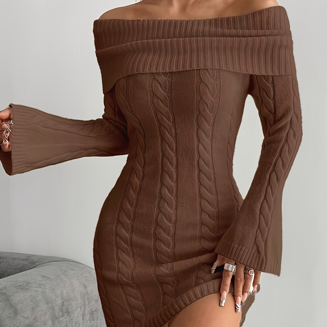 Marigold | Off-Shoulder Cable-Knit Dress