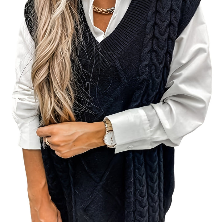 Ramona | Cable-Knit V-Neck Sweater Vest