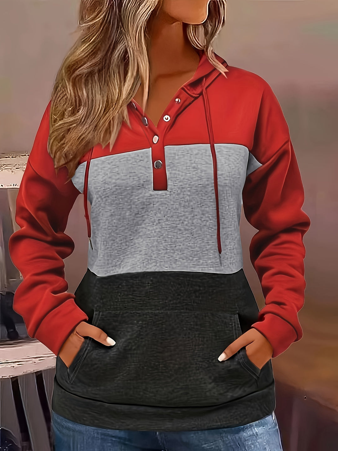 Tamsin | Colour Block Drawstring Hoodie