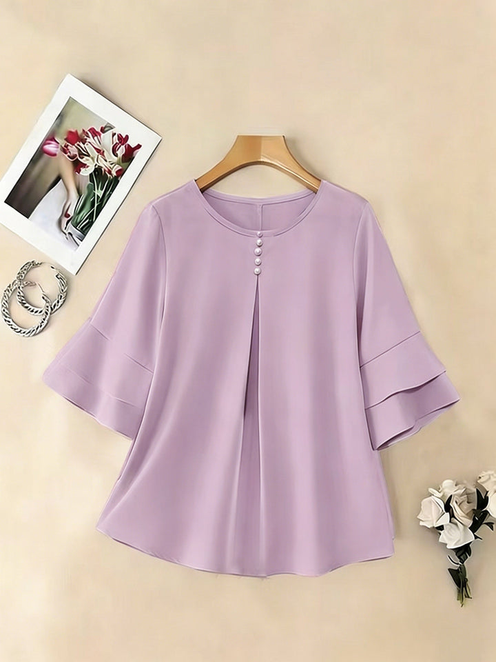 Eloise | Flowing Pearl-Button Blouse