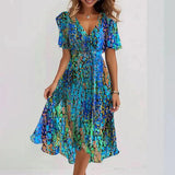 Paloma | Elegant Short Sleeve Printed Dress