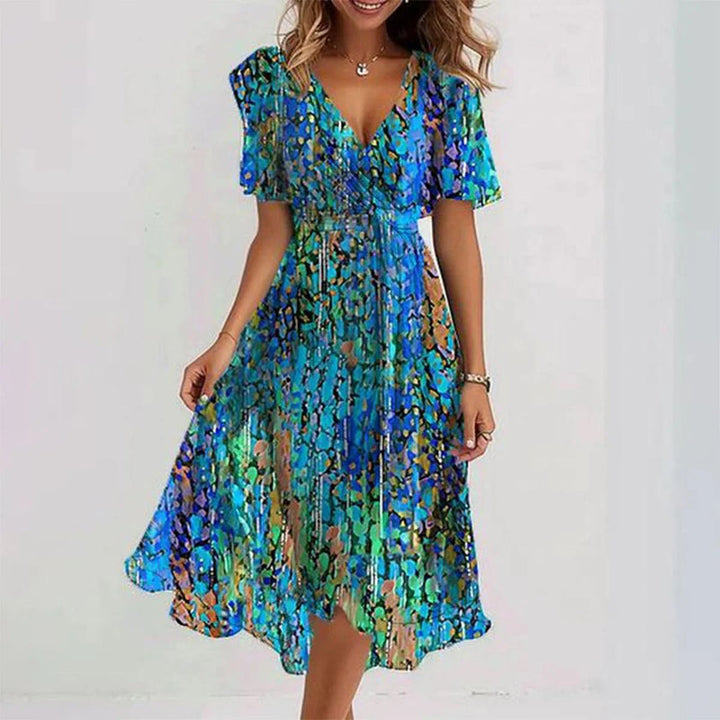 Paloma | Elegant Short Sleeve Printed Dress