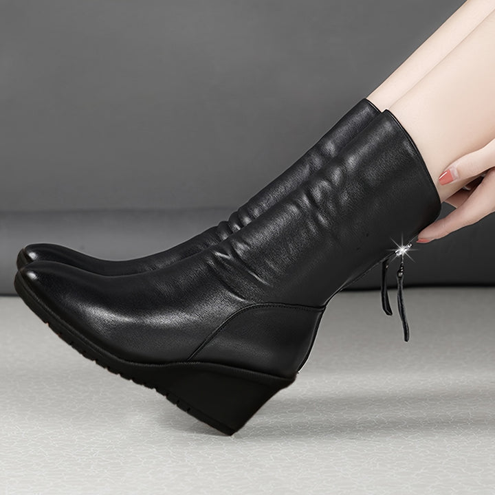 Josephine | Elegant Wedge Mid-Calf Boots