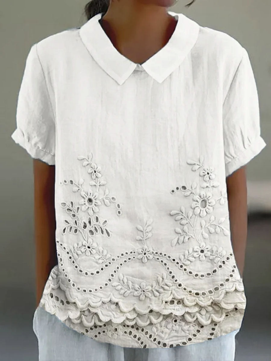 Holly | Elegant Floral Embroidered Shirt