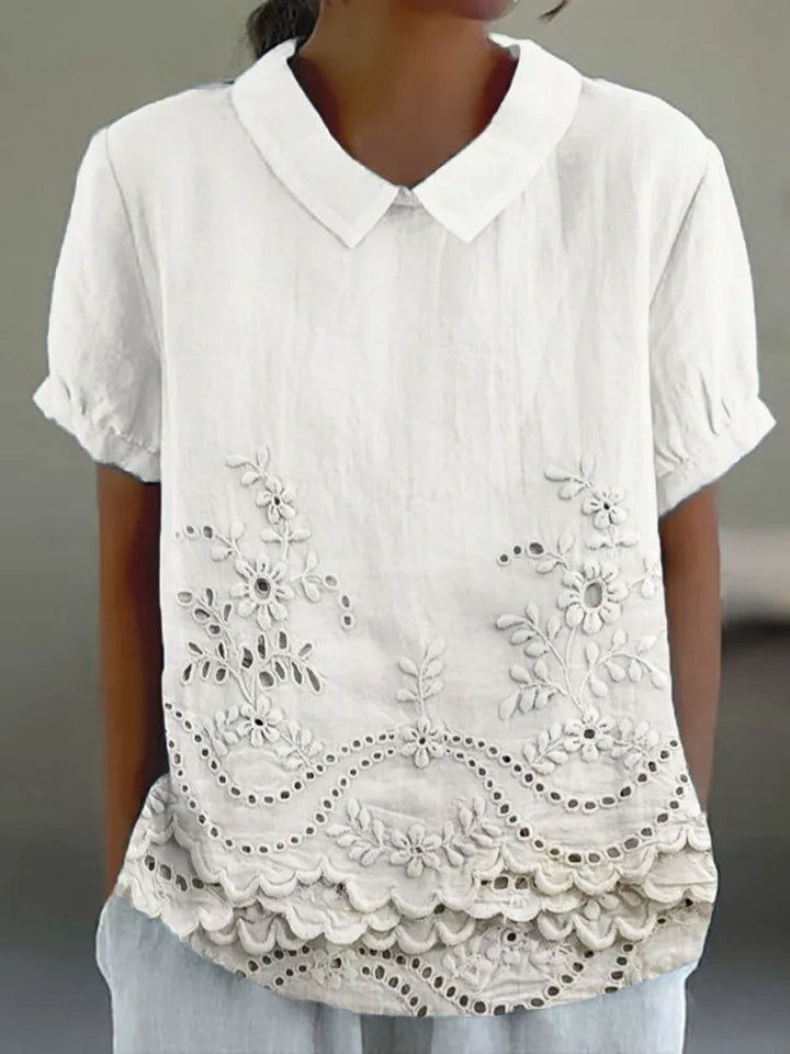 Holly | Elegant Floral Embroidered Shirt