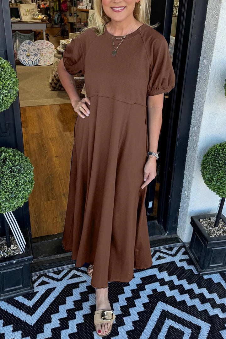 Winslet | Puff Sleeve Round Neck Maxi Dress
