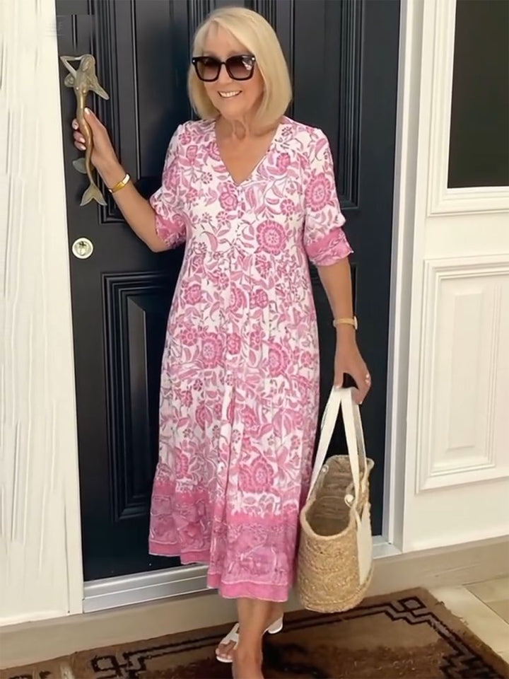 Rosalie | Graceful V-Neck Floral Dress