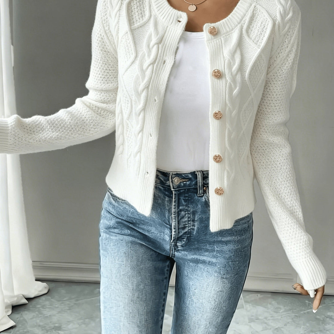 Iris | Cable-Knit Button-Front Cardigan