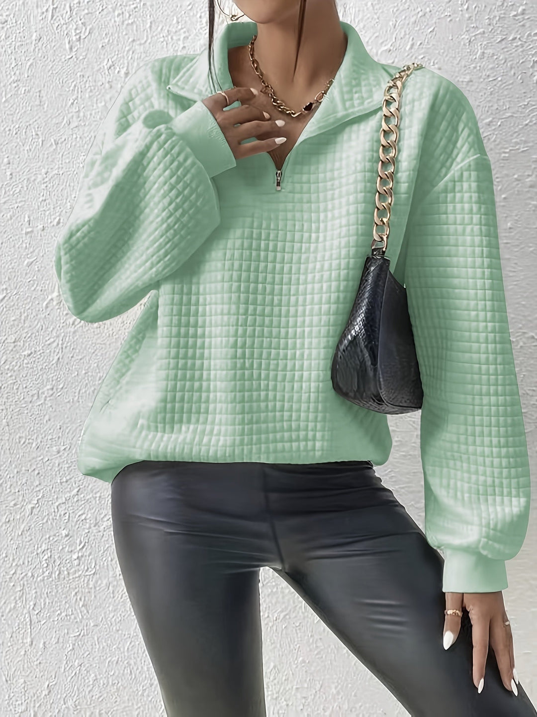 Paige | Textured Quarter-Zip Pullover