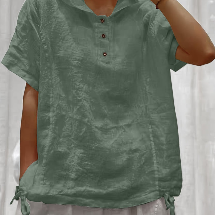 Lena | Relaxed Hooded Drawstring Top