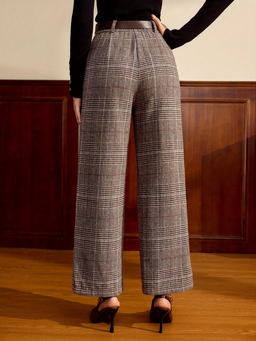 Whitney | Tailored Wide-Leg Checked Pants