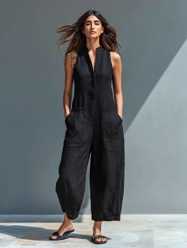 Debra | Elegant Sleeveless Plain Jumpsuit
