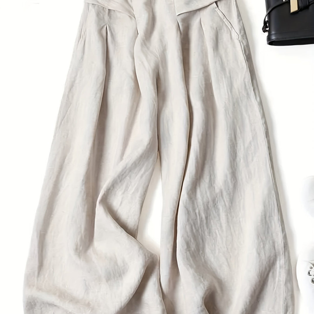 Linen Wide-Leg Ankle Pants