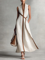 Adeline | Belted Sleeveless Midi Dress