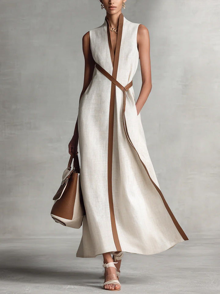 Adeline | Belted Sleeveless Midi Dress