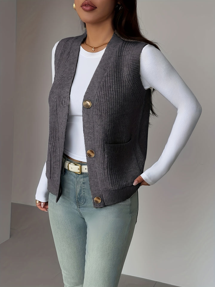 Sienna | Button-Front Sleeveless Vest