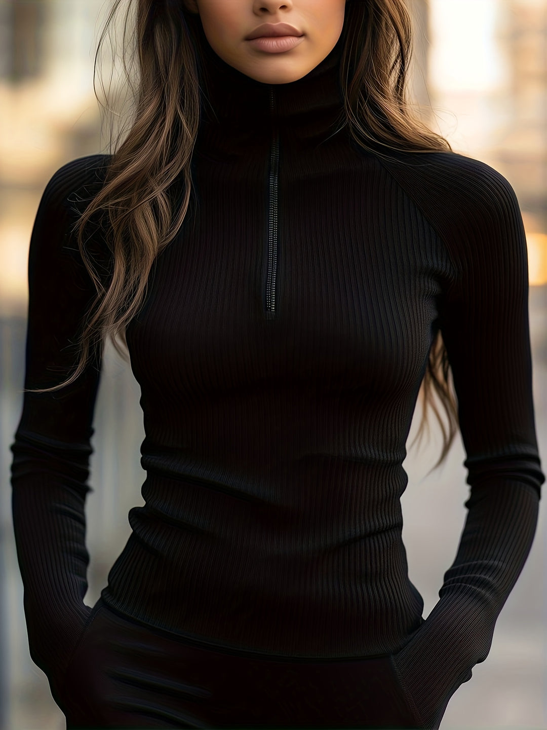 Lucinda | Sleek Half-Zip Mock Neck Top