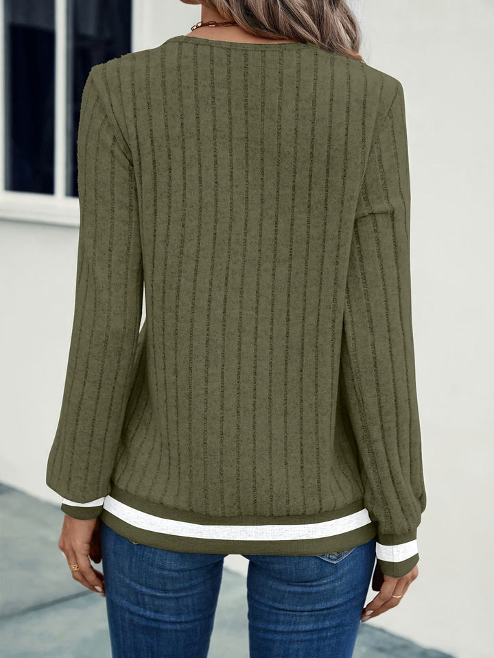 Rosanna | Contrast-Trim Ribbed Top
