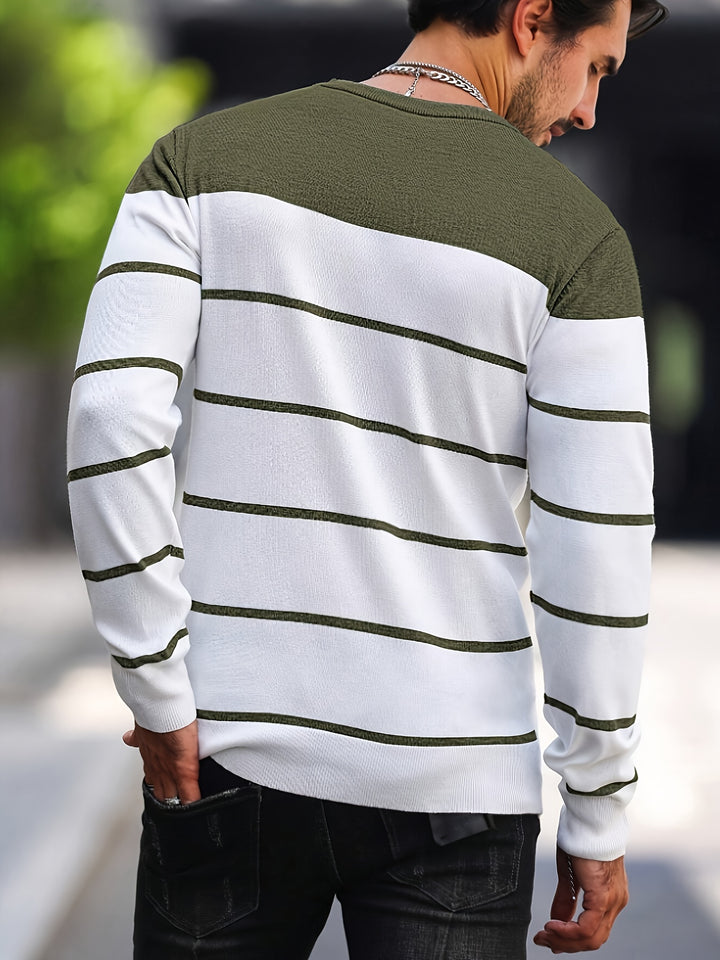 Declan | Colour-Block Striped Crew Neck Sweater