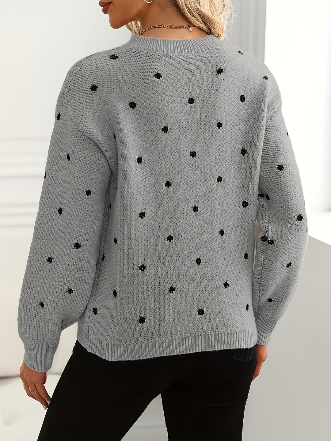 Brynn | Polka Dot Crew Neck Sweater