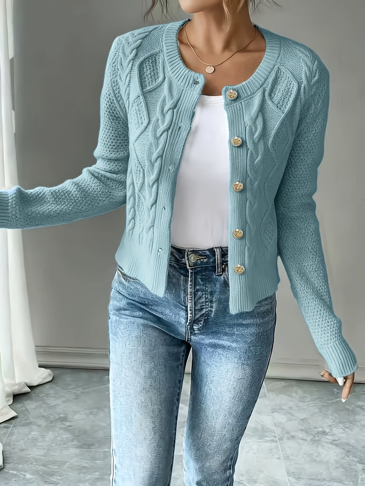 Iris | Cable-Knit Button-Front Cardigan