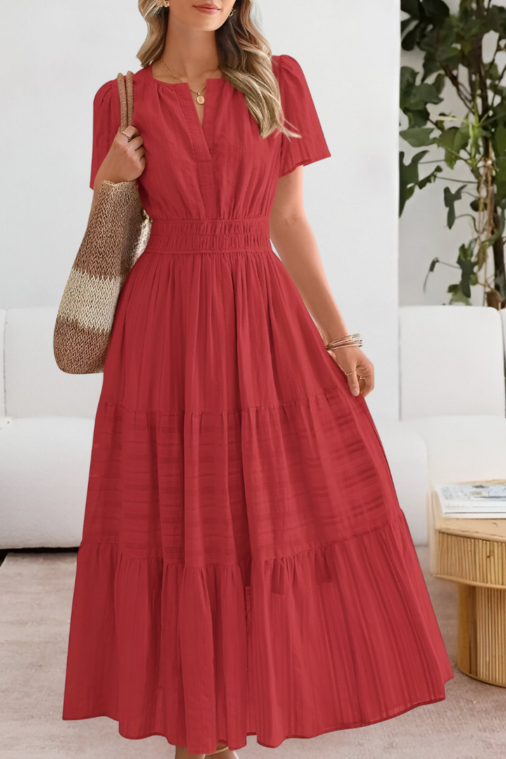 Cassandra | Tiered Flutter-Sleeve Midi Dress