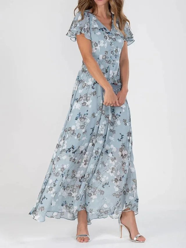 Lilia | Elegant Floral Short Sleeve Dress