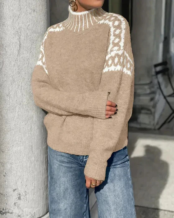 Thea | Cozy Patterned Turtleneck Sweater
