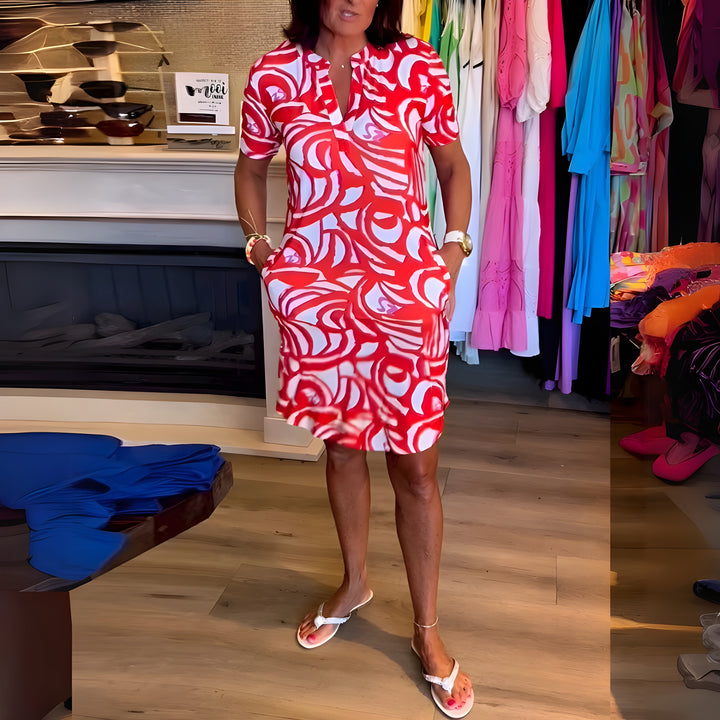 Aimee | Stylish Short Sleeves V-Neck Dress