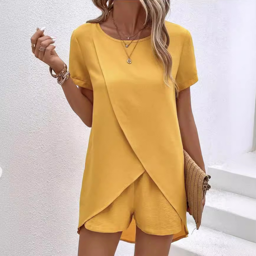 Delilah | Elegant Summer Slit Shirt Set