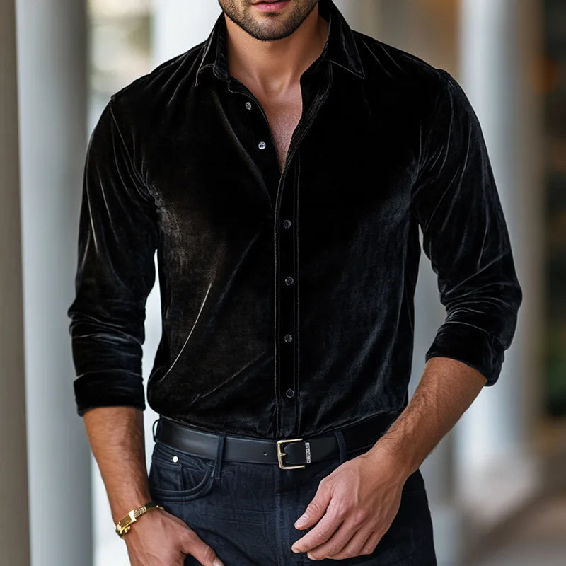 Dorian | Classic Long Sleeve Velvet Shirt