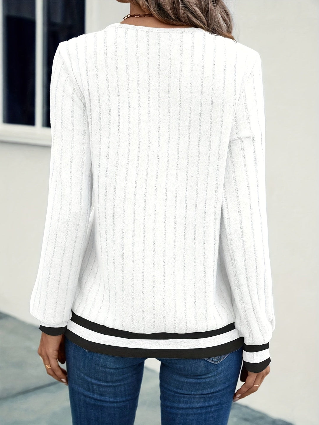 Rosanna | Contrast-Trim Ribbed Top