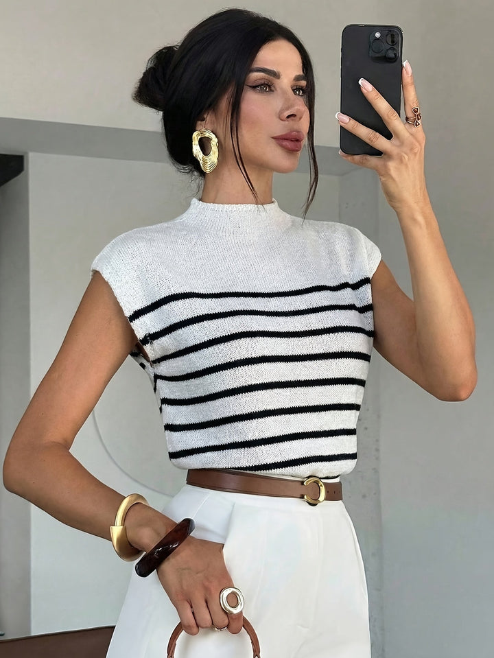 Odessa | Striped Mock-Neck Sweater Vest