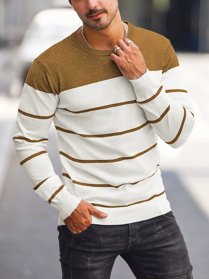 Declan | Colour-Block Striped Crew Neck Sweater