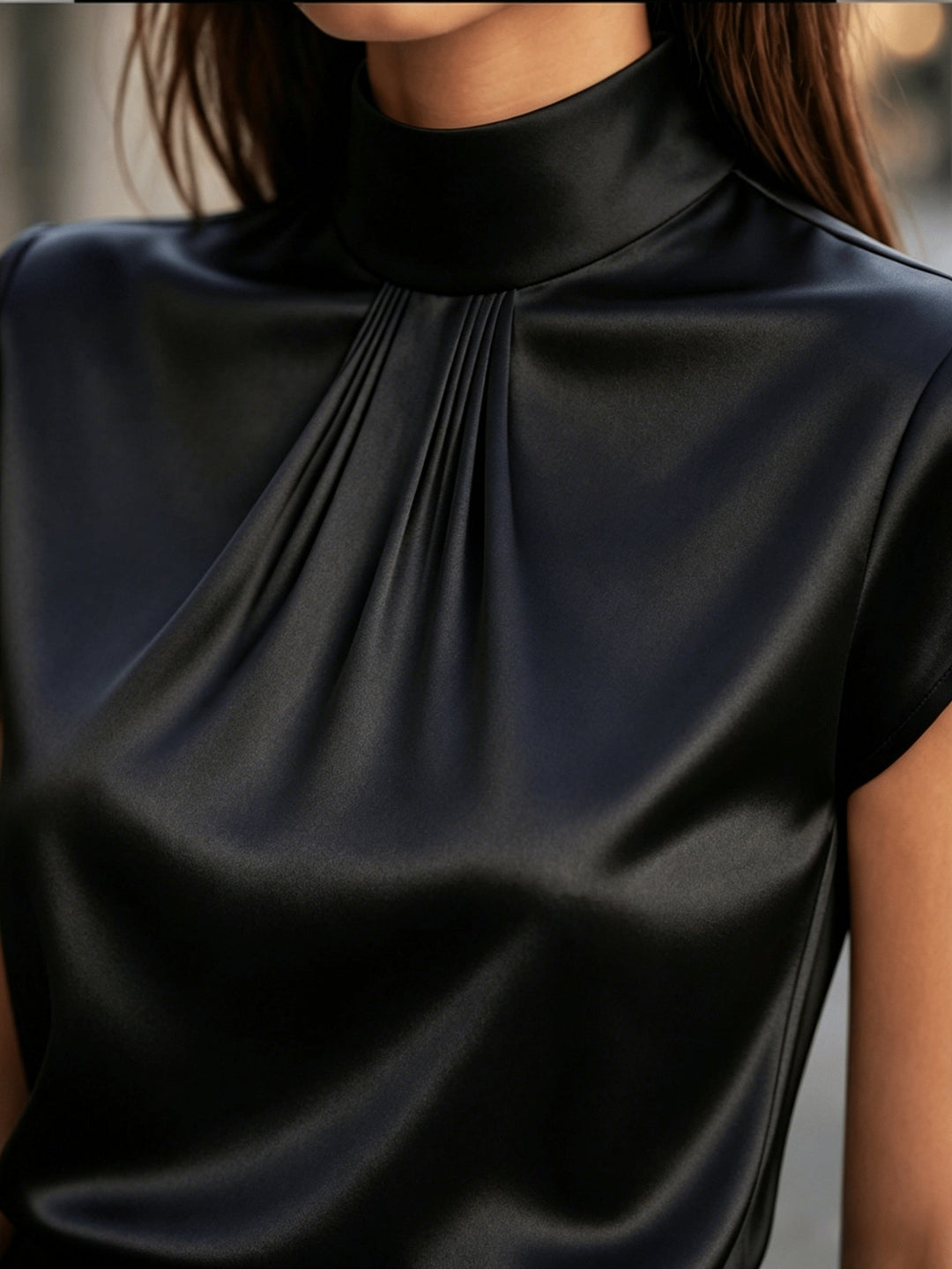 Bianca | Pleated Mock-Neck Top