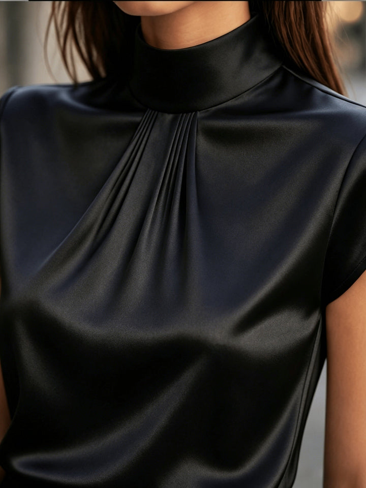 Bianca | Pleated Mock-Neck Top