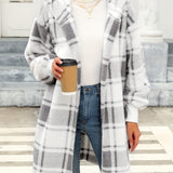 Gloria | Hooded Plaid Longline Cardigan