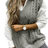 Ramona | Cable-Knit V-Neck Sweater Vest