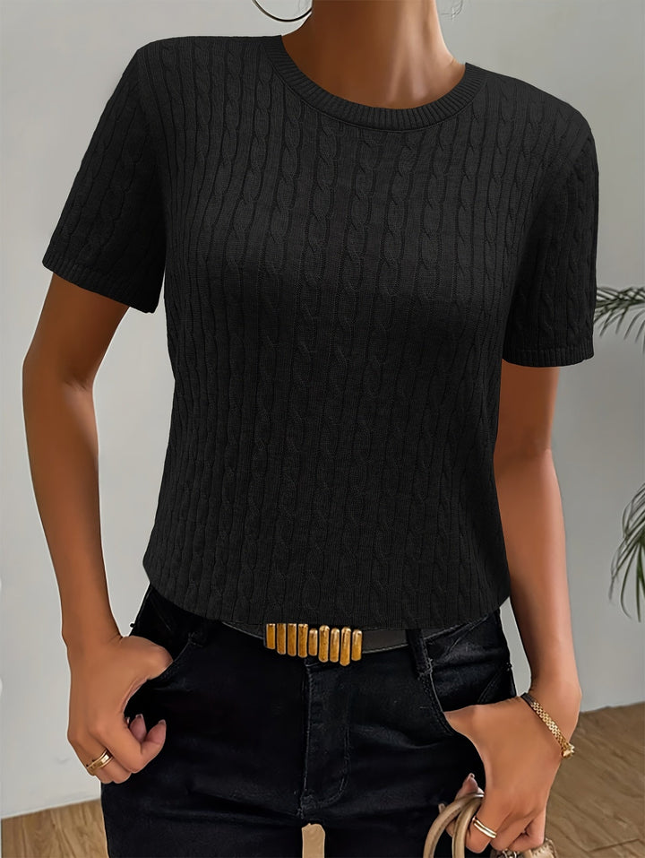 Josie | Cable-Textured Short Sleeve Top