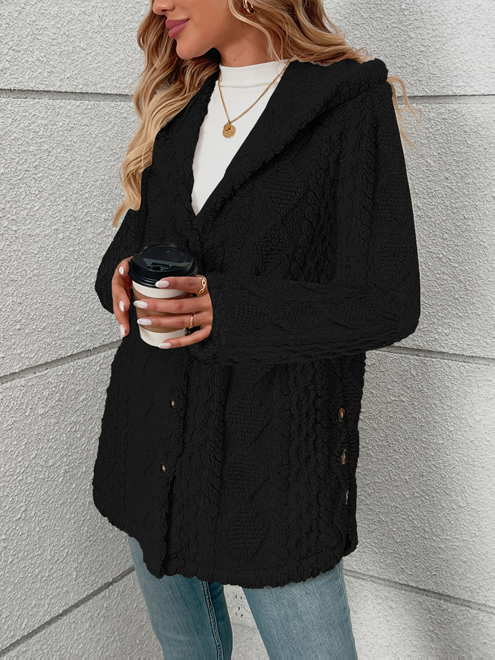 Ramona | Textured Hooded Button-Up Jacket