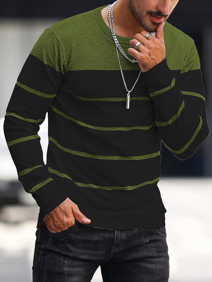 Declan | Colour-Block Striped Crew Neck Sweater