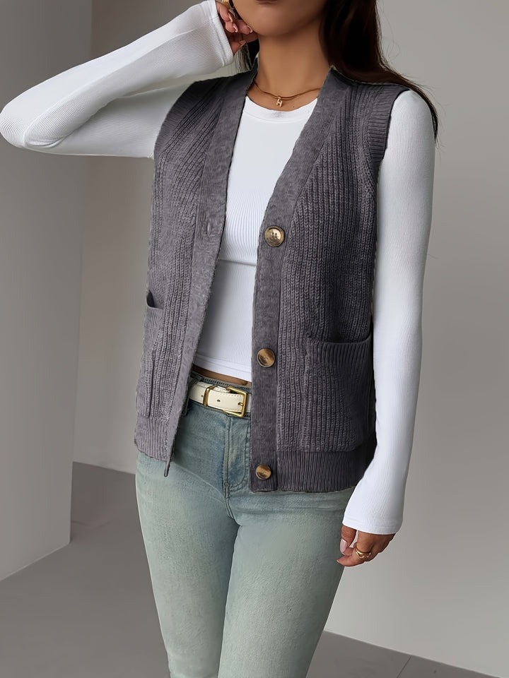 Sienna | Button-Front Sleeveless Vest