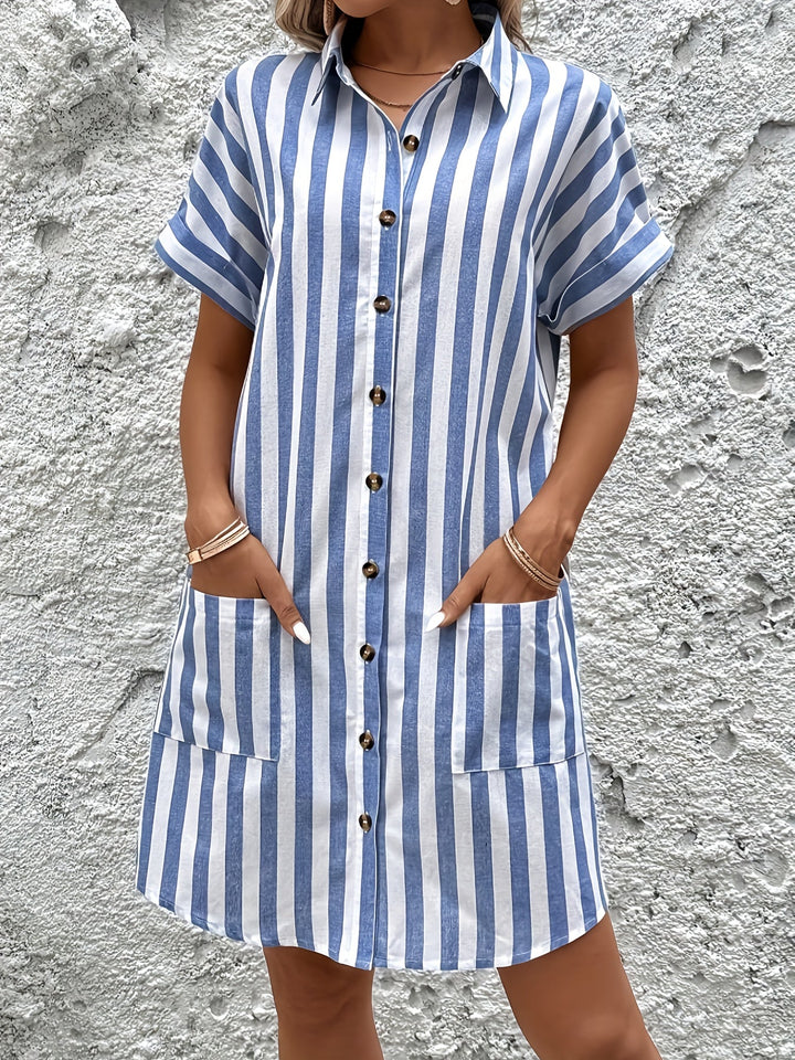 Clara | Striped Button-Up Shirt Dress
