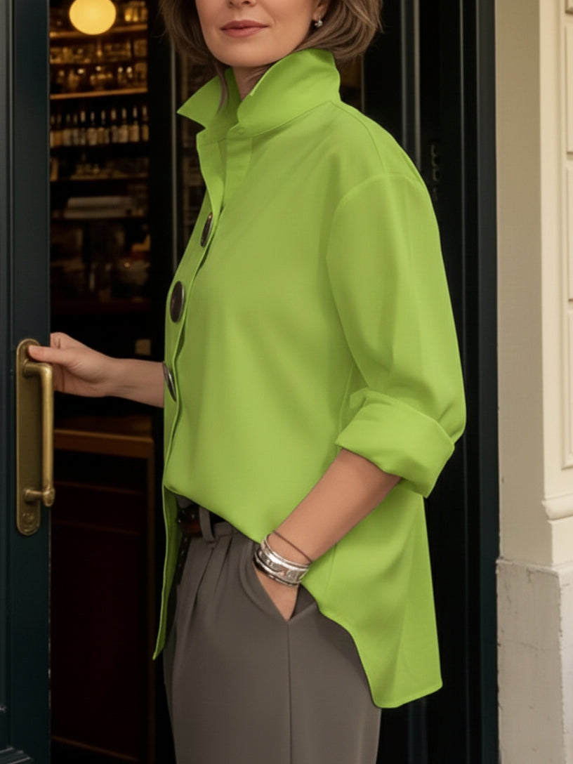 Amara | Stylish Button Stand Collar Blouse