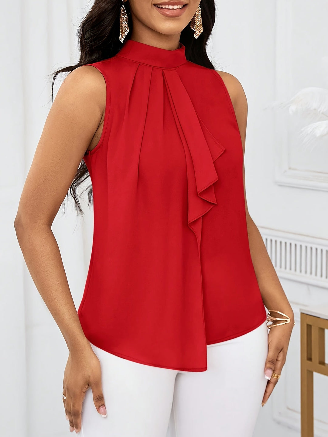 Nadia | Bow-Neck Sleeveless Top
