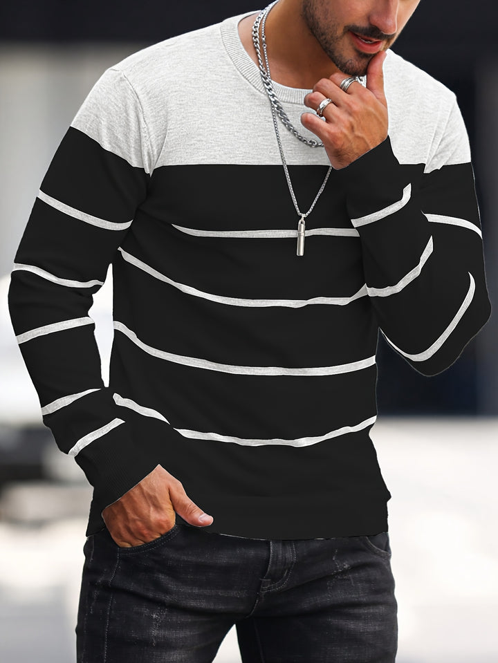 Declan | Colour-Block Striped Crew Neck Sweater