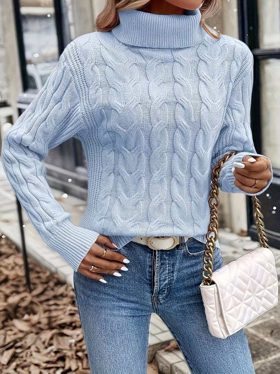 Delphina | Cable-Knit Turtleneck Sweater