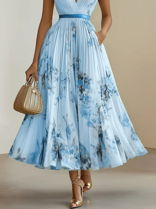 Livia | Elegant Sleeveless Long V-Neck Dress