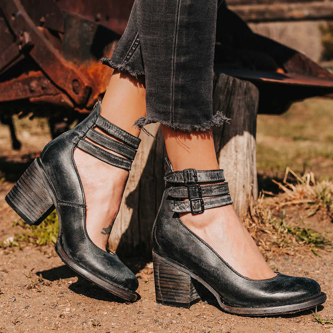 Victoria | Vintage Buckle Heel Ankle Boots